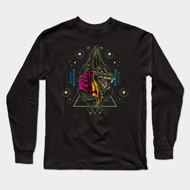 ANUBIS SACRED GEOMETRY Long Sleeve T-Shirt by sugiartoss_